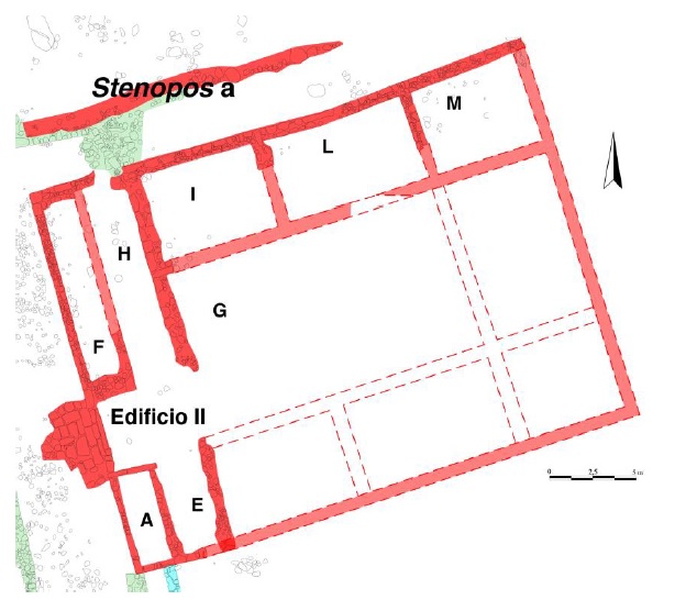 Caselle in Pittari, Planimetria Edificio con la tecnica a scacchiera o Edificio II